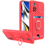 Bodycell Multifunction - Ανθεκτική Θήκη Xiaomi Poco X4 Pro 5G με Λουράκι Λαιμού / Κάλυμμα Κάμερας / Ring Holder / Υποδοχή Κάρτας - Red (5206015015717)