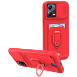 Bodycell Multifunction - Ανθεκτική Θήκη Xiaomi Redmi Note 12 5G / Poco X5 με Λουράκι Λαιμού / Κάλυμμα Κάμερας / Ring Holder / Υποδοχή Κάρτας - Red (5206015015854)