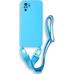 Bodycell Θήκη Σιλικόνης με Λουράκι Λαιμού - Xiaomi Redmi Note 10 / Note 10S - Blue (5206015002021)