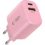 Φορτιστής Tech-Protect NCA20 Αντάπτορας με 1 x USB-A / 1 x Type-C 20W - Baby Pink (5906302330645)