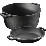 Γάστρα Navaris Cast Iron Dutch Oven Pot από Μαντέμι / Χυτοσίδηρο Κατσαρόλα με Καπάκι / Τηγάνι 26cm 4.7L - Black (‎61695.02)