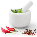 Γουδί & Γουδοχέρι Navaris Mortar and Pestle Set Σετ από Λευκό Μάρμαρο 8.5 cm - White Marble (‎NAV000009QW005C)