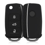 KW Θήκη Κλειδιού VW Skoda Seat - Σιλικόνη - 3 Κουμπιά - Black / White (43879.47)