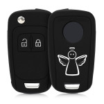 KW Θήκη Κλειδιού Opel - Σιλικόνη - 2 Κουμπιά - White / Black (44441.13)