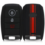 KW Θήκη Κλειδιού Kia - Σιλικόνη - 3 Κουμπιά - Red / Black (45647.02)
