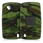 KW Θήκη Κλειδιού Peugeot Citroen - Σιλικόνη -  3 Κουμπιά - Black / Light Green / Dark Green (45653.03)