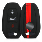 KW Silicone Θήκη Κλειδιού Peugeot Citroen - 3 κουμπιά - Red / Black (45654.01)