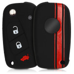 KW Θήκη Κλειδιού Fiat Lancia - Σιλικόνη - 3 Κουμπιά - Red / Black (46918.01)