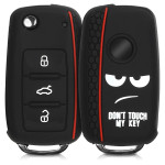 KW Θήκη Κλειδιού VW Skoda Seat - Σιλικόνη - 3 Κουμπιά - White / Black / Red (46965.01)