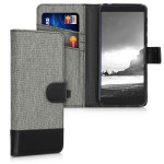 KW Θήκη - Πορτοφόλι Alcatel 1X 2019 - Grey Canvas / Black (47563.22)