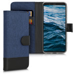 KW Θήκη - Πορτοφόλι Google Pixel 4 - Fabric and PU Leather Flip Cover - Dark Blue / Black (50375.17)