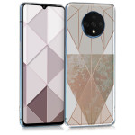 KW Θήκη Σιλικόνης OnePlus 7T - Triangular Shapes - Beige / Rose Gold / White (51154.02)