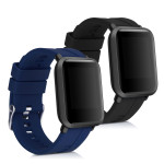KW Λουράκι (20mm) Σιλικόνης Huami Amazfit Bip / Bip Lite - 2 Τεμάχια - Black / Dark Blue (54776.01)