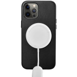 iCarer Real Leather Case with MagSafe - Δερμάτινη Θήκη MagSafe με Μεταλλικό Πλαίσιο Κάμερας - Apple iPhone 12 Pro Max - Black (WMI1217-BK)