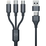 Καλώδιο Φόρτισης Type-C & USB-A 3MK 3 in 2 Hyper Cable σε Type-C / Lightning / MicroUSB 150cm 15W - Black (5903108541244)