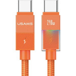 Καλώδιο Type-C Usams SJ775 U93 σε Type-C για Γρήγορη Φόρτιση & Μεταφορά Δεδομένων με LED 120cm 240W - Orange (6958444997261)