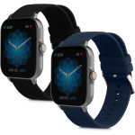 KW Λουράκι Σιλικόνης (20mm) Huami Amazfit GTS 3 - 2 Τεμάχια - Black / Dark Blue (59601.01)
