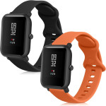 KW Λουράκι Σιλικόνης (20mm) Huami Amazfit Bip / Bip Lite - 2 Τεμάχια - Black / Orange (58181.04)