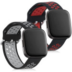 KW Λουράκι Σιλικόνης (22mm) Fitbit Versa / Versa Lite / Versa 2 - 2 Τεμάχια - Black / Red / Black / Grey (57119.01)