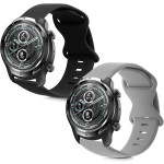 KW Λουράκι Σιλικόνης (22mm) Ticwatch Pro 3 / X / Pro 3 lite / Pro 2021 - 2 Τεμάχια - Black / Grey (58985.01)