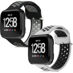 KW Λουράκι Σιλικόνης (22mm) Fitbit Versa / Versa Lite / Versa 2 - 2 Τεμάχια - Black / Grey / White / Black (57119.03)