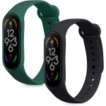KW Λουράκι Σιλικόνης Xiaomi Mi Band 7 / 7 NFC - 2 Τεμάχια - Black / Dark Green (58885.02)