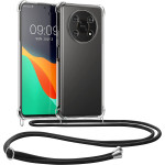 KWmobile Διάφανη Θήκη Σιλικόνης με Λουράκι Λαιμού - Honor Magic4 Lite - Transparent / Black (58581.01)