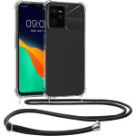 KWmobile Διάφανη Θήκη Σιλικόνης με Λουράκι Λαιμού - Realme Narzo 50A Prime - Transparent / Black (59927.01)