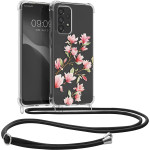 KWmobile Διάφανη Θήκη Σιλικόνης με Λουράκι Λαιμού - Samsung Galaxy A33 5G - Transparent / Magnolias / Pink / White (58233.02)