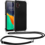KWmobile Διάφανη Θήκη Σιλικόνης με Λουράκι Λαιμού - Samsung Galaxy Xcover 6 Pro - Transparent / Black (60324.03)