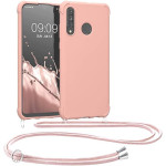 KWmobile Matte Θήκη Σιλικόνης με Λουράκι Λαιμού Huawei P30 Lite - Mother Of Pearl (52079.154)