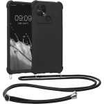 KWmobile Matte Θήκη Σιλικόνης με Λουράκι Λαιμού Xiaomi Redmi 10C - Black (59233.01)