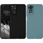 KWmobile Σετ με 2 Θήκες Σιλικόνης με Πλαίσιο Κάμερας - Xiaomi Redmi Note 11 / 11S - Black Matte / Antique Stone (60988.47.206)