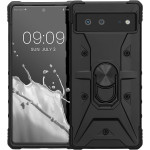 KWmobile Shockproof Hybrid - Σκληρή Θήκη με TPU & Finger Holder - Google Pixel 6 - Black (61360.01)