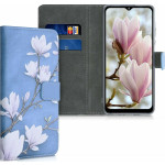 KWmobile Θήκη - Πορτοφόλι Samsung Galaxy A12 - Magnolias Taupe / White / Blue Grey (54051.01)