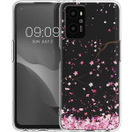 KWmobile Θήκη Σιλικόνης Oppo A76 / A96 - Cherry Blossoms Pink Petals / Dark Brown / Transparent (60981.01)