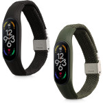 KW Nylon Λουράκι Xiaomi Mi Band 7 / 7 NFC - 2 Τεμάχια - Black / Green (58884.02)