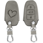 KW PU Leather Θήκη Κλειδιού Peugeot Citroen - 3 Κουμπιά - Smart Key Keyless Go - Brushed Heart / Grey (53762.02)
