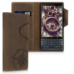 Kalibri Δερμάτινη Suede Θήκη - Πορτοφόλι Blackberry KEY2 LE (Lite) - Brown (47726.01)