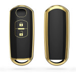 KW Θήκη Κλειδιού Mazda - Σιλικόνη - 2 Κουμπιά - Keyless Go - Black / Gold (57044.01)