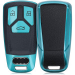 KW Θήκη Κλειδιού Audi - Σιλικόνη - 3 Κουμπιά - Keyless Go - Green / Black (54023.01)