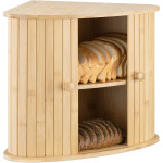 Navaris Bamboo Bread Bin - Γωνιακή Ψωμιέρα Δύο Επιπέδων από Μπαμπού με Συρόμενες Μπροστινές Πόρτες - Brown (54972.01)