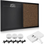 Navaris Combo Chalkboard & Pinboard - Διπλός Πίνακας Ανακοινώσεων με Μαγνητικό Μαυροπίνακα Κιμωλίας και Πίνακα από Φελλό με Πινέζες - 60 x 40 cm - Black (43226)