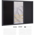 Navaris Combo Magnetic Blackboard / Velvet Pinboard / Letter Board - Σετ Πίνακας Ανακοινώσεων με Μαγνήτη / Βελούδο / Γράμματα - 60 x 40 cm - Black (53028.01.6)