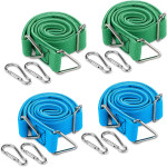 Navaris Flat Adjustable Bungee Cords with Carabiner Hooks - Σετ με 4 Flat Ελαστικούς Ρυθμιζόμενους Ιμάντες Πρόσδεσης / Τάνυσης Γενικής Χρήσης / Χταπόδι Αποσκευών με Γάντζους - Green / Blue (57645.01)