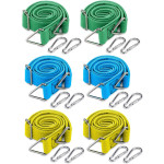 Navaris Flat Adjustable Bungee Cords with Carabiner Hooks - Σετ με 6 Flat Ελαστικούς Ρυθμιζόμενους Ιμάντες Πρόσδεσης / Τάνυσης Γενικής Χρήσης / Χταπόδι Αποσκευών με Γάντζους - Green / Blue / Yellow (57645.02)