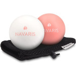 Navaris Lacrosse Massage Ball - Σετ 2 Μπάλες Lacrosse για Μασάζ - 6cm - White / Pink (42915)