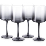Navaris Square Wine Glasses - Σετ με 4 Γυάλινα Φιμέ Ποτήρια Κρασιού / Κοκτέιλ / Μπύρα / Smoothies / Επιδόρπια - 400ml - Grey (56212.02)