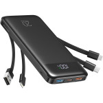 PowerBank Charmast με Θύρες 1 x Type-C / 2 x USB-A & Καλώδια 1 x Type-C / 1 x  Lightning / 1 x MicroUSB 20W 20.000mAh - Black (W2065)