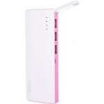 PowerBank Remax Proda PPP-11 LED Star Talk Φορητή Μπαταρία Φόρτισης 12.000mAh με Φακό & 3 x USB-A 2.1A - White / Pink (5206015026218)